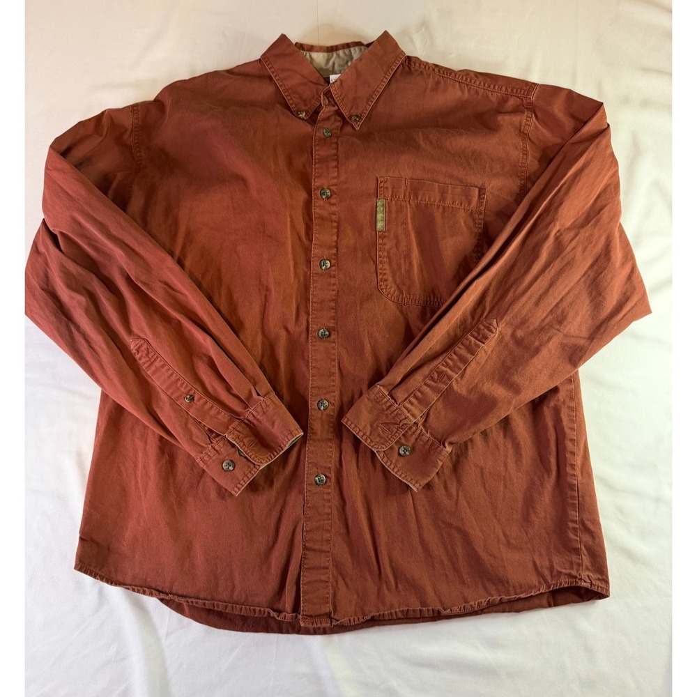 Vintage Columbia Men's‎ Long Sleeve Button Down Shirt Size XL  Red 100% Cotton